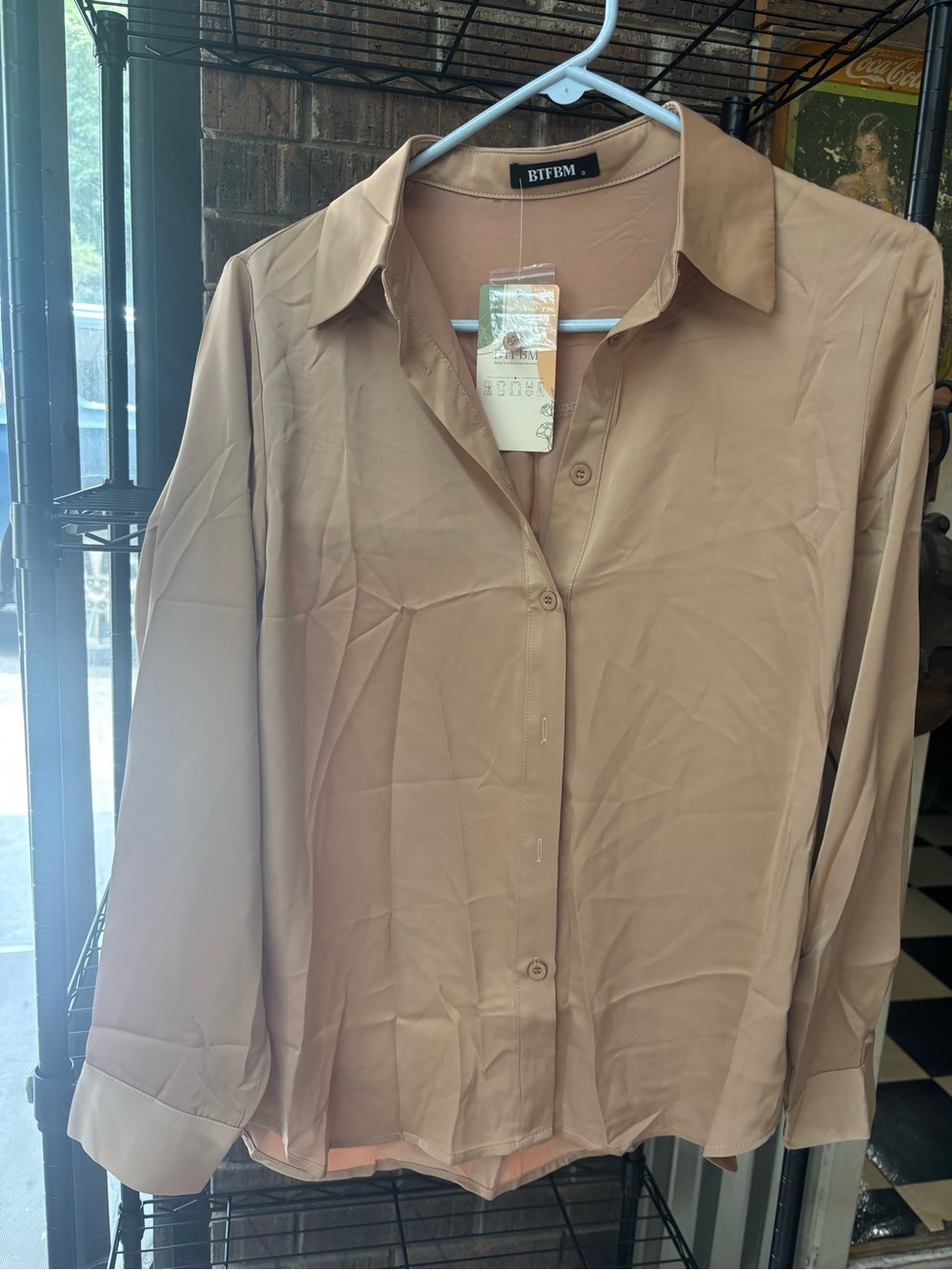 BTFBM Women's Tan Button-Down Shirt